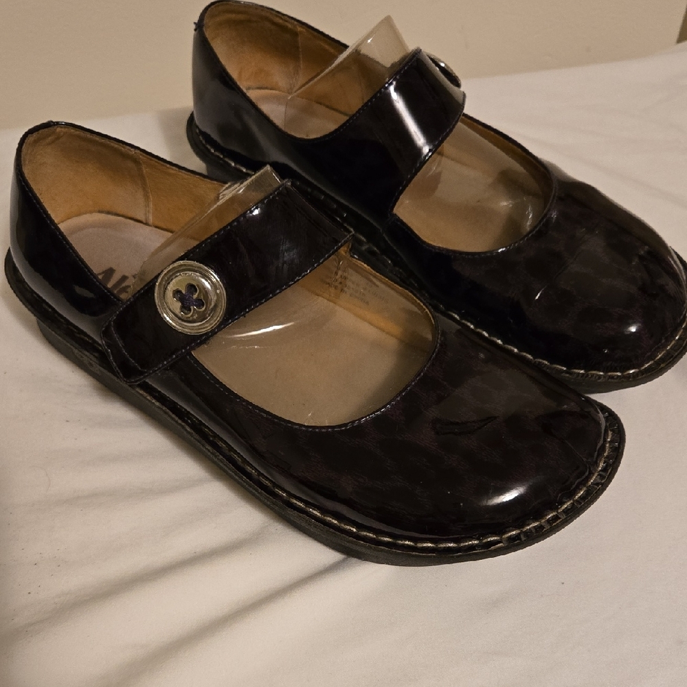 Alegria By PG Lite, Black and Purple Cheetah Print Mary Janes